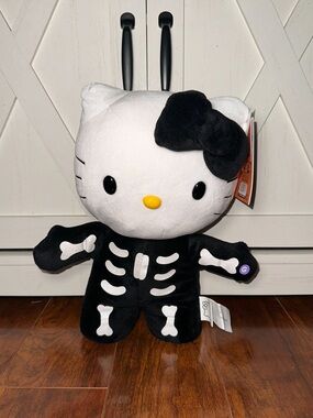 Hello Kitty Halloween Plush Greeter with Black & White Skeleton Costume